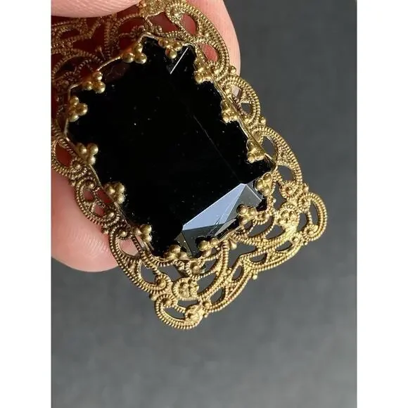 Bundle of Estate Brooches Gold Tone Monet West Germany Stones Filigree Vintage - Picture 12 of 16